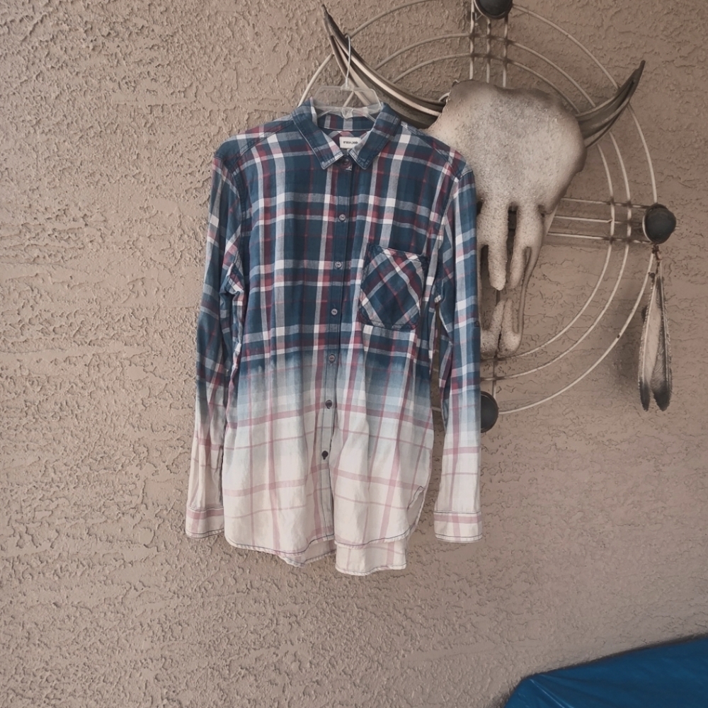 Plaid cotton button down shirt